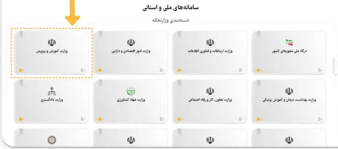 انتخاب گزینه وزارت آموزش و پرورش