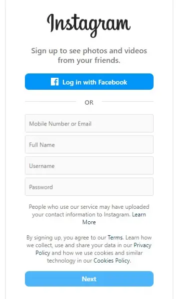 ثبت نام در وب اینستا