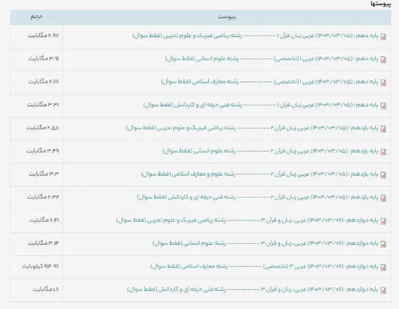 سوالات امتحان نهایی به همراه جواب